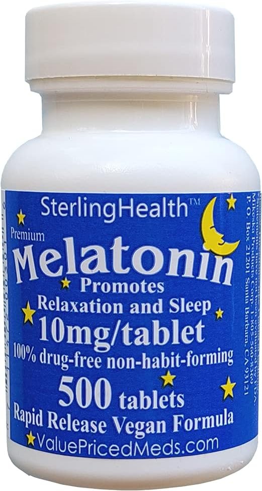Melatonin 500 count 10mg Quick Dissolve Vegan Super Strength
