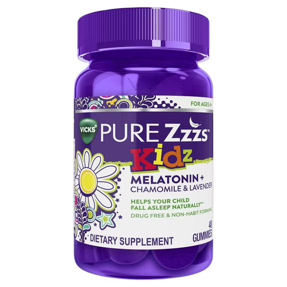 Vicks PURE Zzzs Kidz Sleep Aid, Melatonin Plus Chamomile & Lavender, 60 Gummies