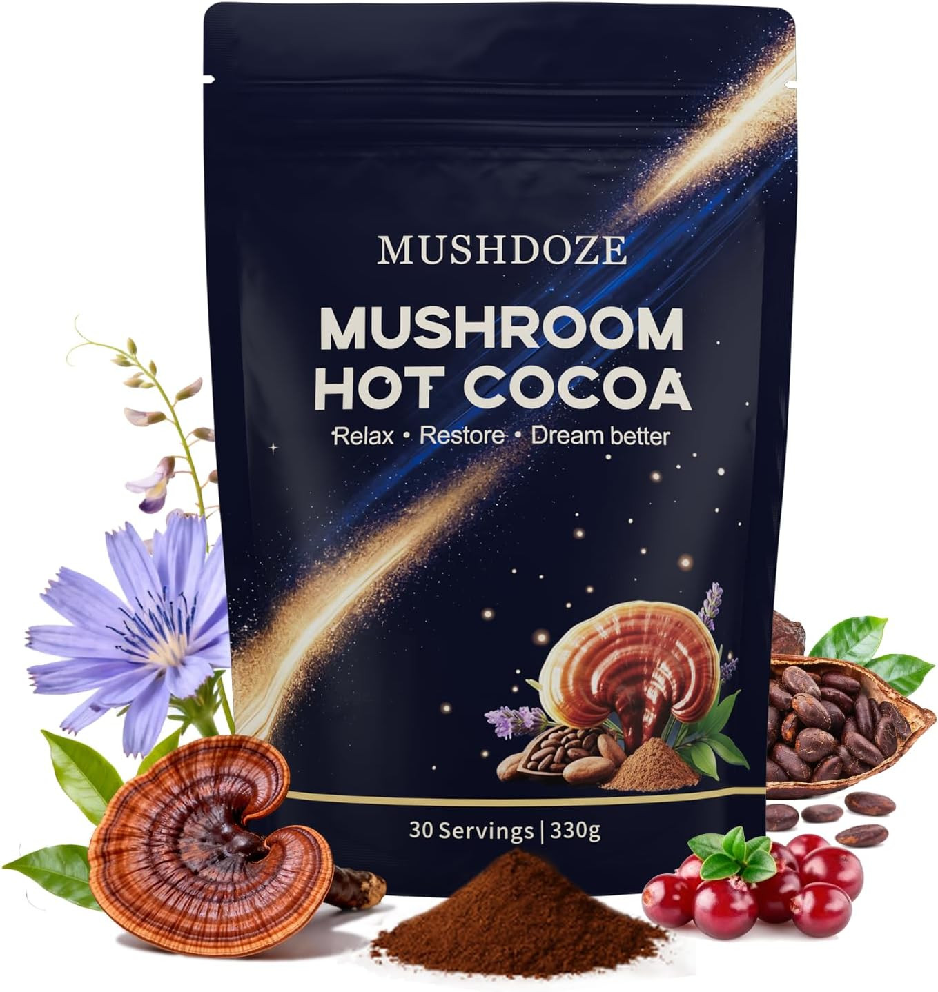 Mushroom Hot Cocoa – Melatonin Sleep Aid Hot Chocolate for Adults, Natural Hot C