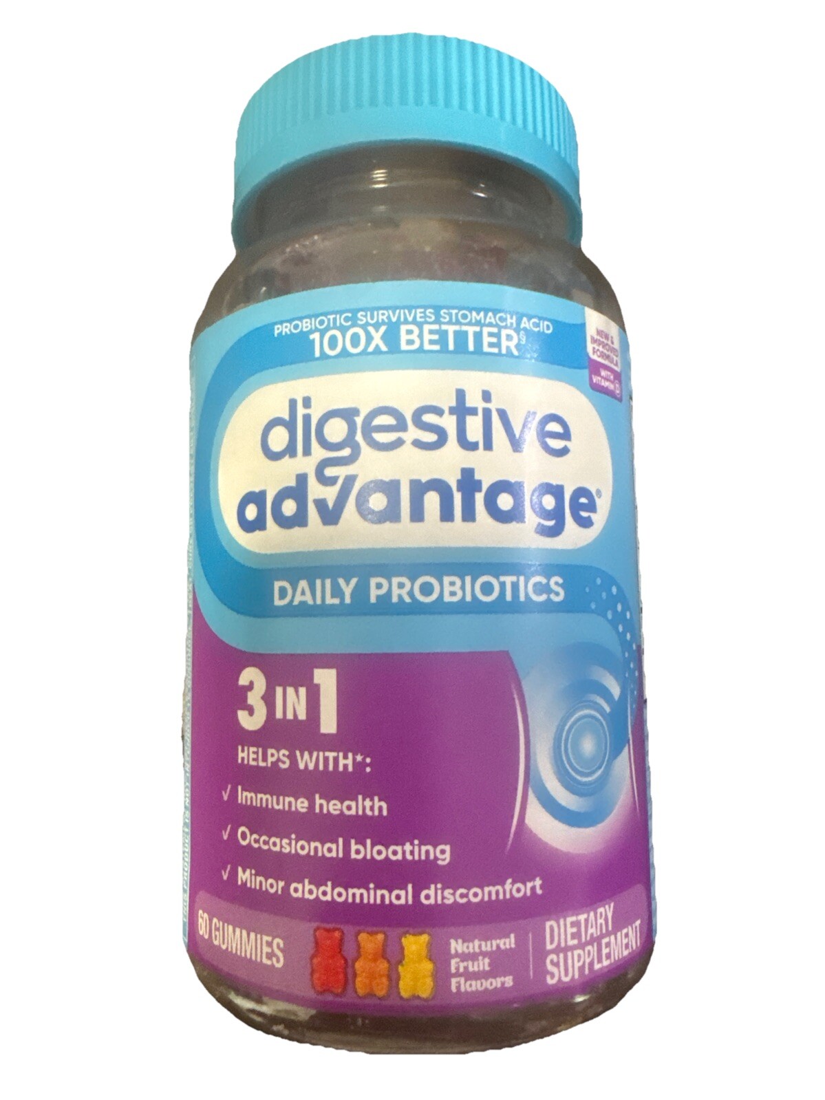 Schiff Digestive Advantage Daily Probiotics  3 In 1  60 Gummies Exp. 02/2026
