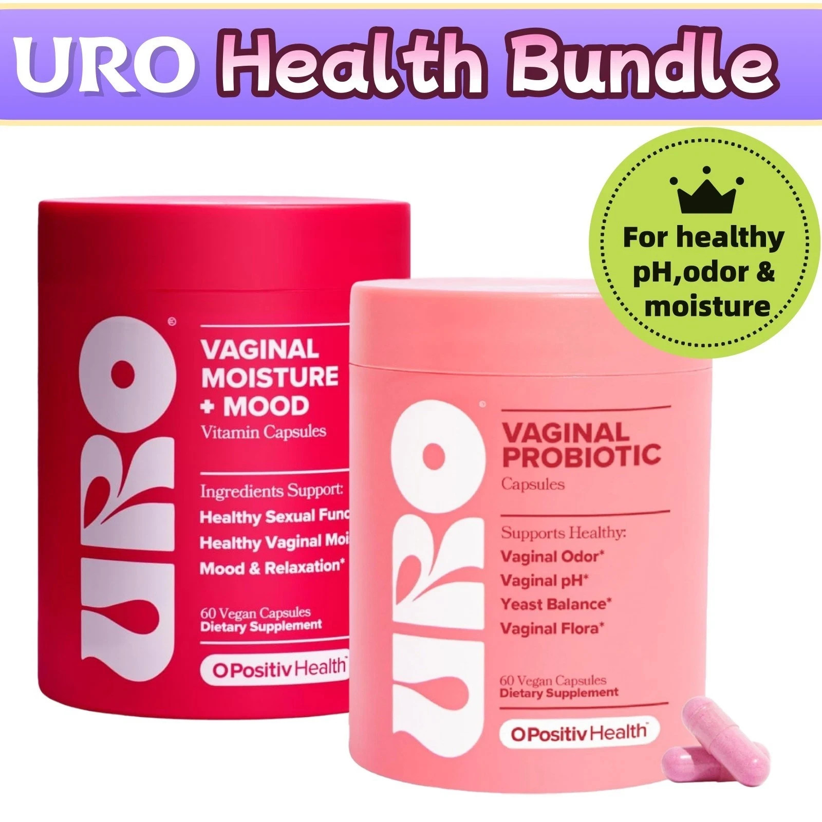 URO Health Bundle: Vaginal Moisture & Mood 60ct + Vaginal Probiotics 60ct