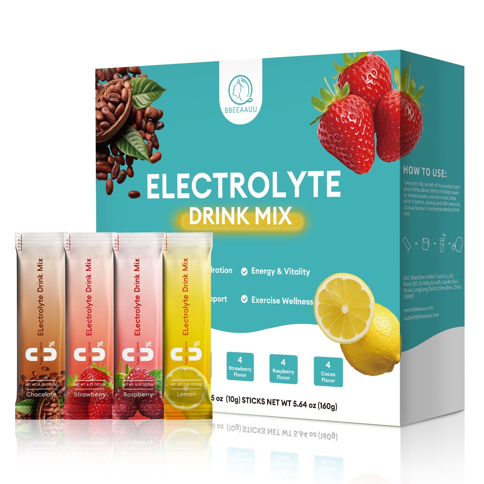 Electrolytes Powder No Sugar -Sugar Free Hydration Electrolyte Packets 16 Sticks