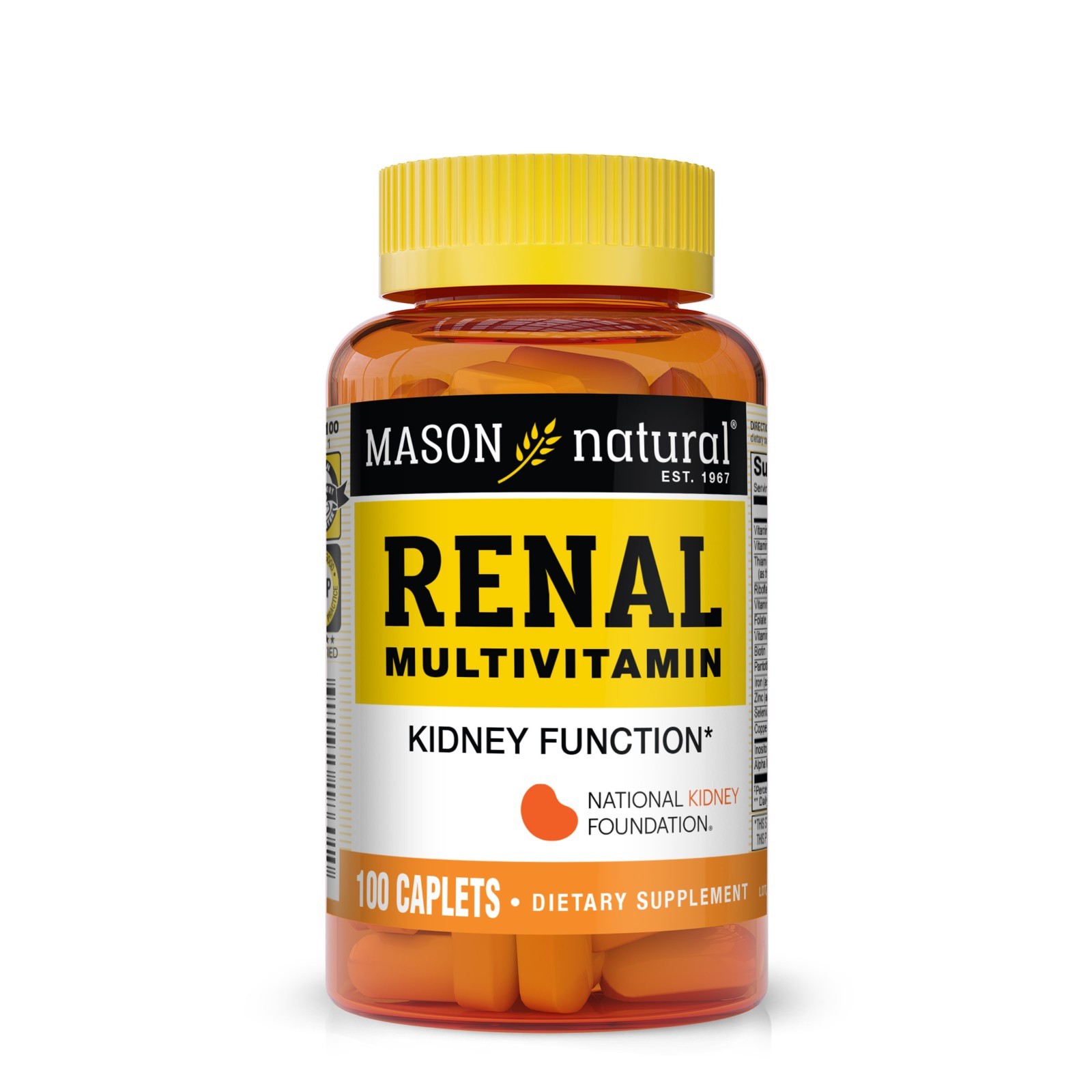 Mason Natural Renal Multivitamin, Supports Kidney Function, 100 Caplets