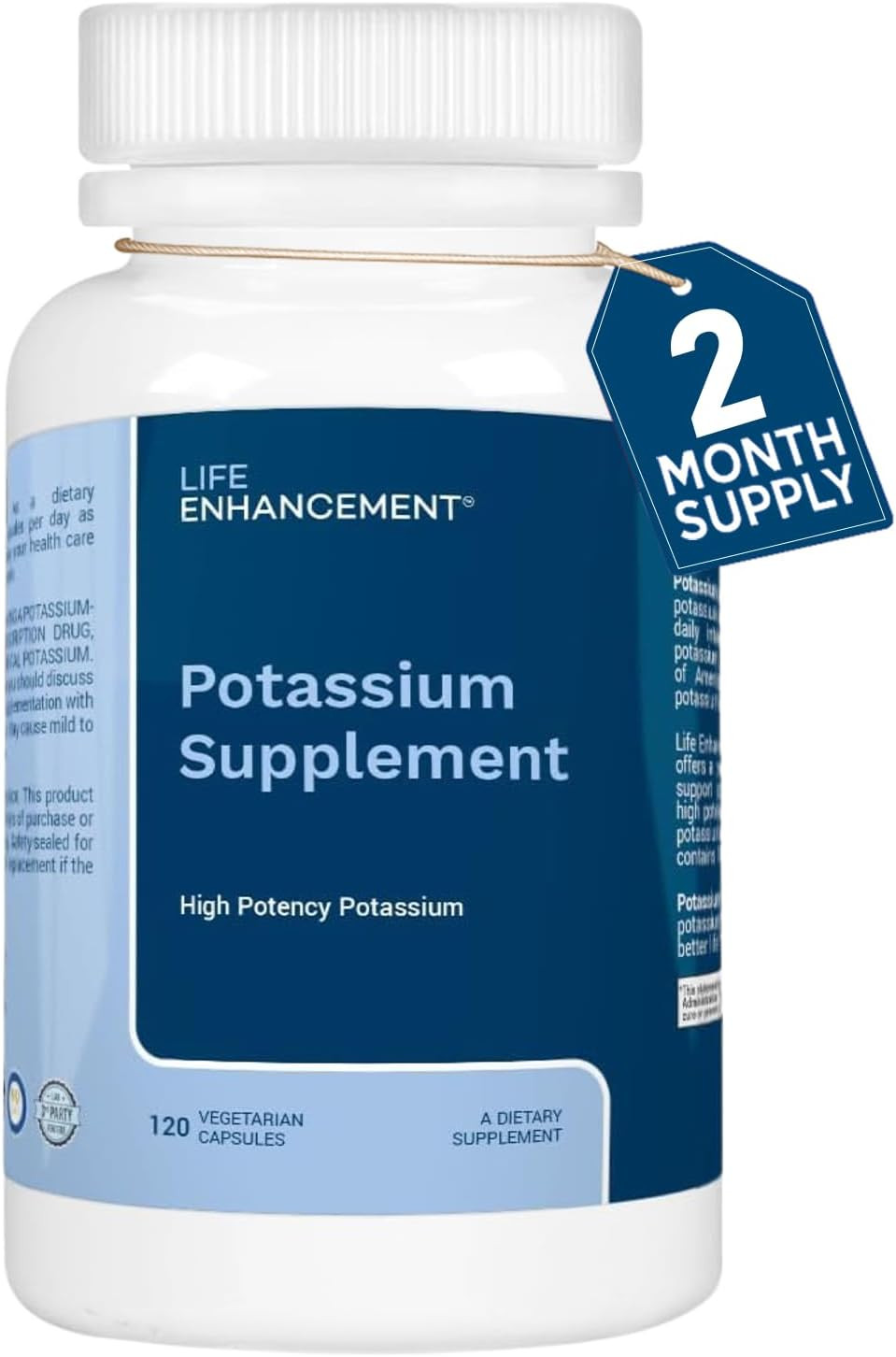 High Potency 1020 Mg Potassium Supplement for Muscle, Brain & Bone Health – No A