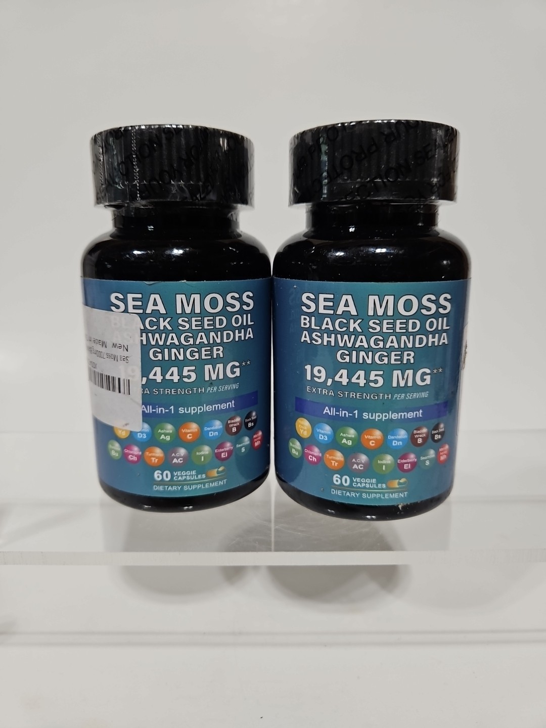 2 Pack Sea Moss, Black Seed Oil, Ashwagandha, Turmeric, Ginger 16 in 1 Exp 08/26