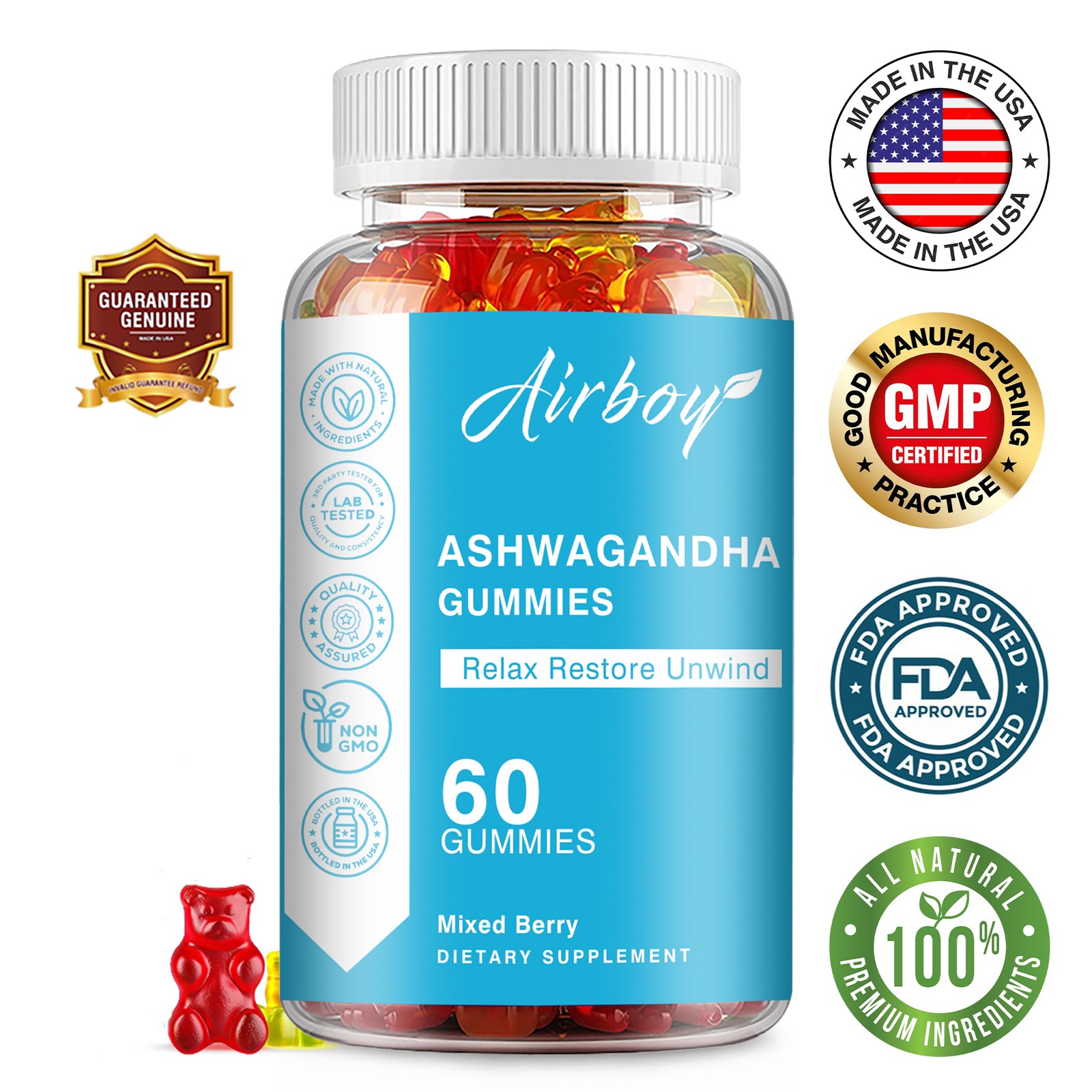 Ashwagandha Gummies – Stress Anxiety Relief, Improve Concentration, Boost Energy