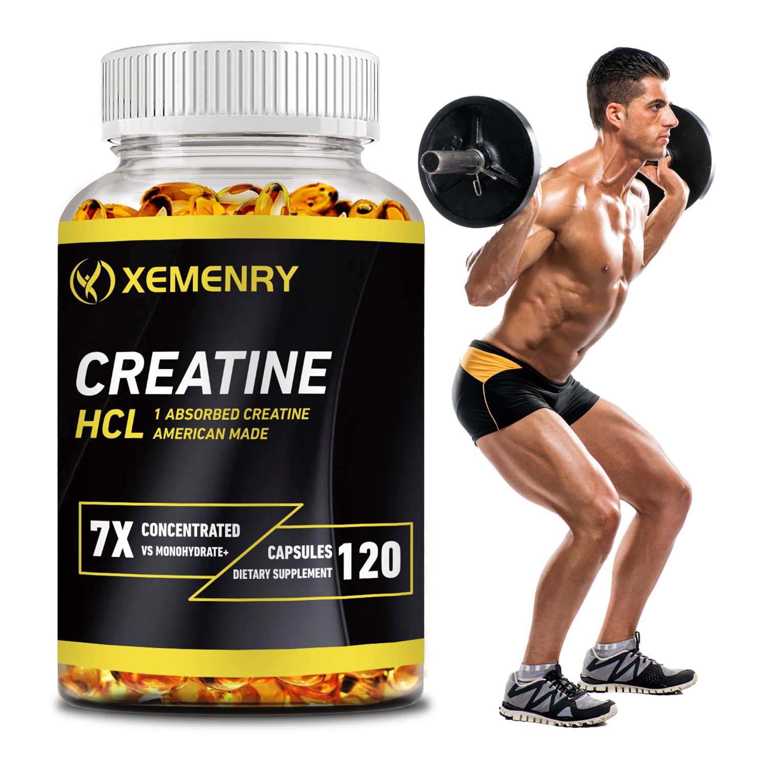 Creatine HCI Capsules 750mg – Enhanced Strength & Performance, Lean Mussle Mass