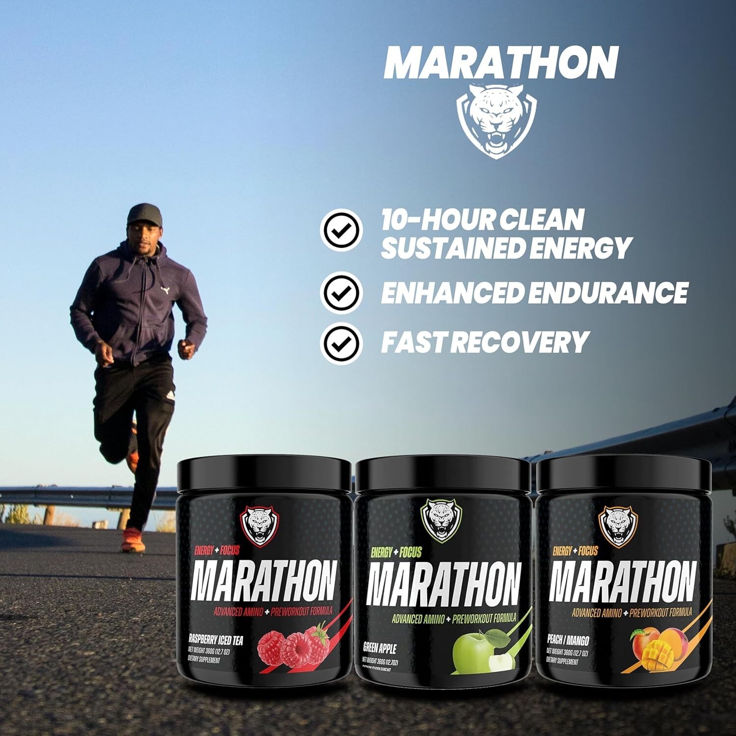 6AM Run Marathon Pre Workout Powder for Running Amino Energy 40 Servings