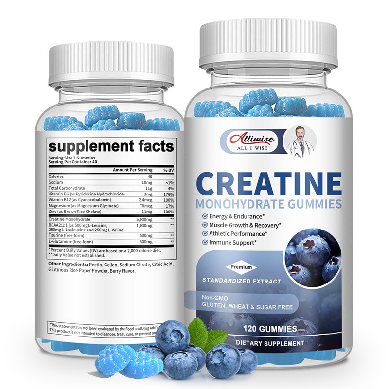 Creatine Monohydrate Blueberry Gummies – Enhance Brain Function + Build Muscle