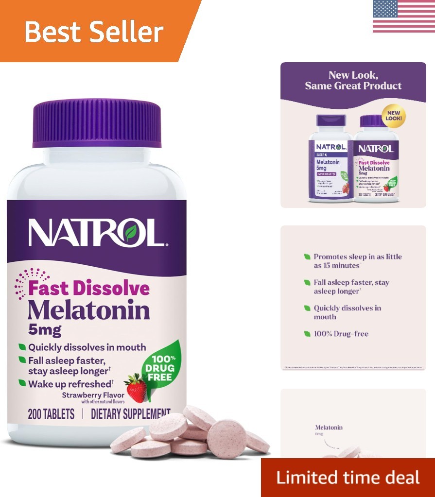 Melatonin 5mg Fast Dissolve Tablets, Sleep Support Supplements for Adults, St…