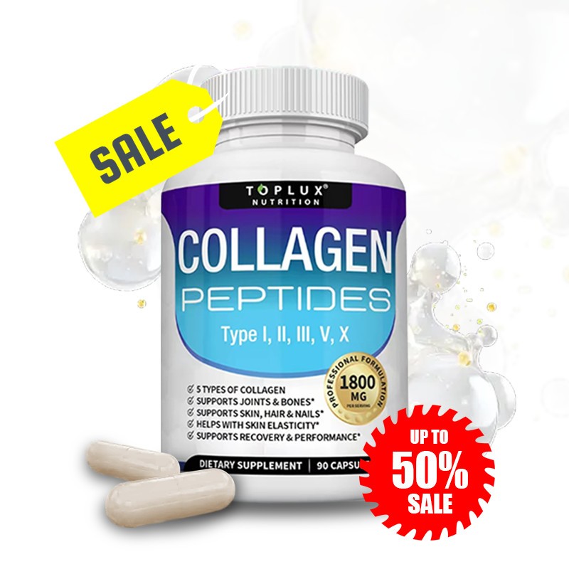 Premium Collagen Peptides 1800 MG Hydrolyzed Anti-Aging (Types I,II,III,V,X)