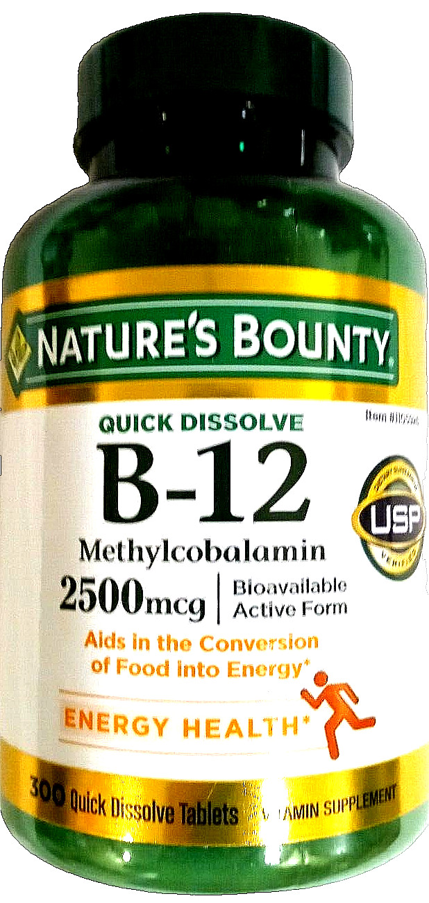 Nature’s Bounty Quick Dissolve Vitamin B-12 2500 mcg 300 Tablets  EXP 03/2027