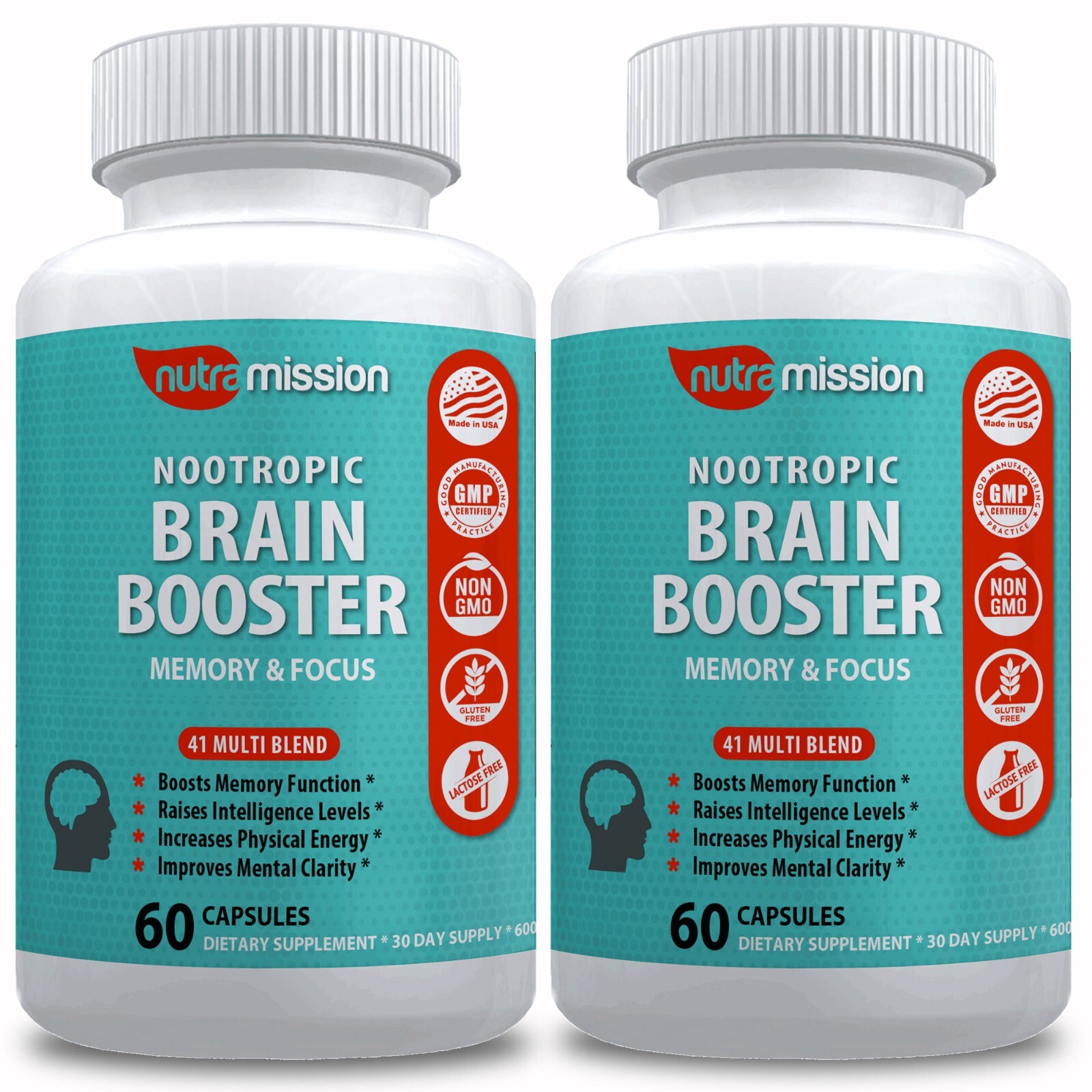 Brain Supplement For Enhanced Memory Clarity and Focus by NutraMission NEW 120ct