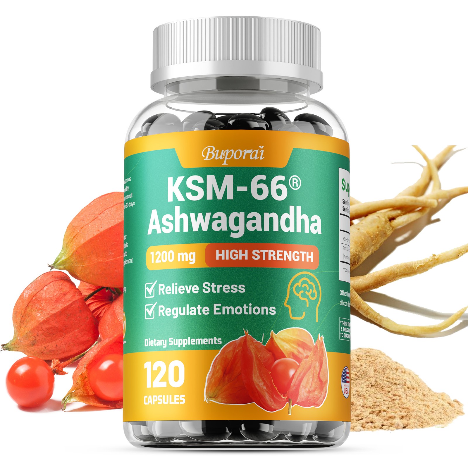KSM-66 Ashwagandha 1200mg – Relieve Stress, Improve Mood & Sleep,Increase Energy