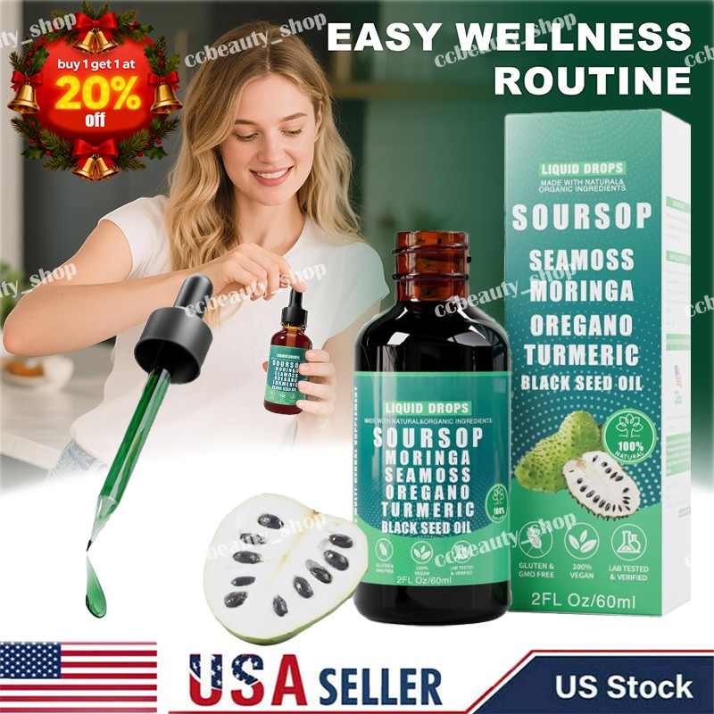 Soursop Bitters Liquid Drops 10 in1with Sea Moss, Moringa, Turmeric, Black See