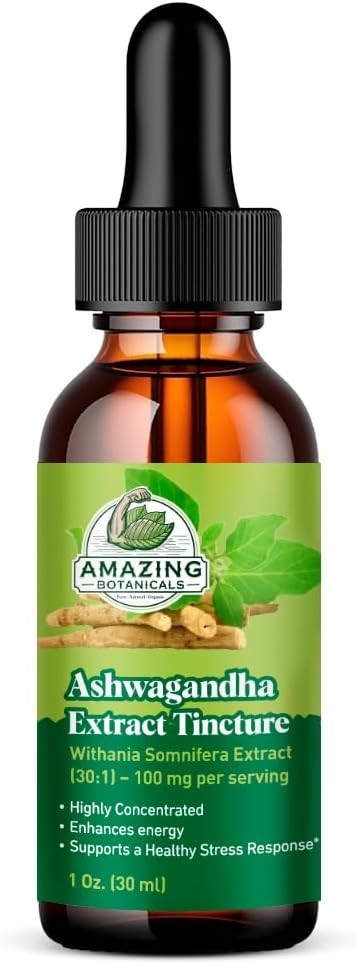 Ashwagandha Extract Tincture 100mg Adaptogen Liquid 1oz Vegan Non-GMO