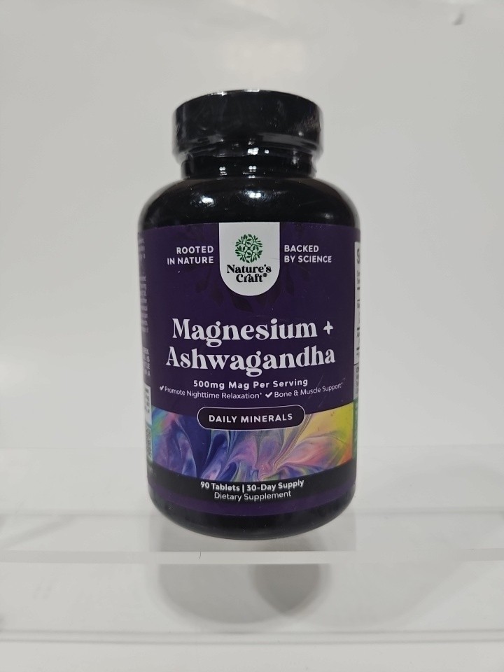 Nature’s Craft Magnesium + Ashwagandha 500mg 90ct BB06/27