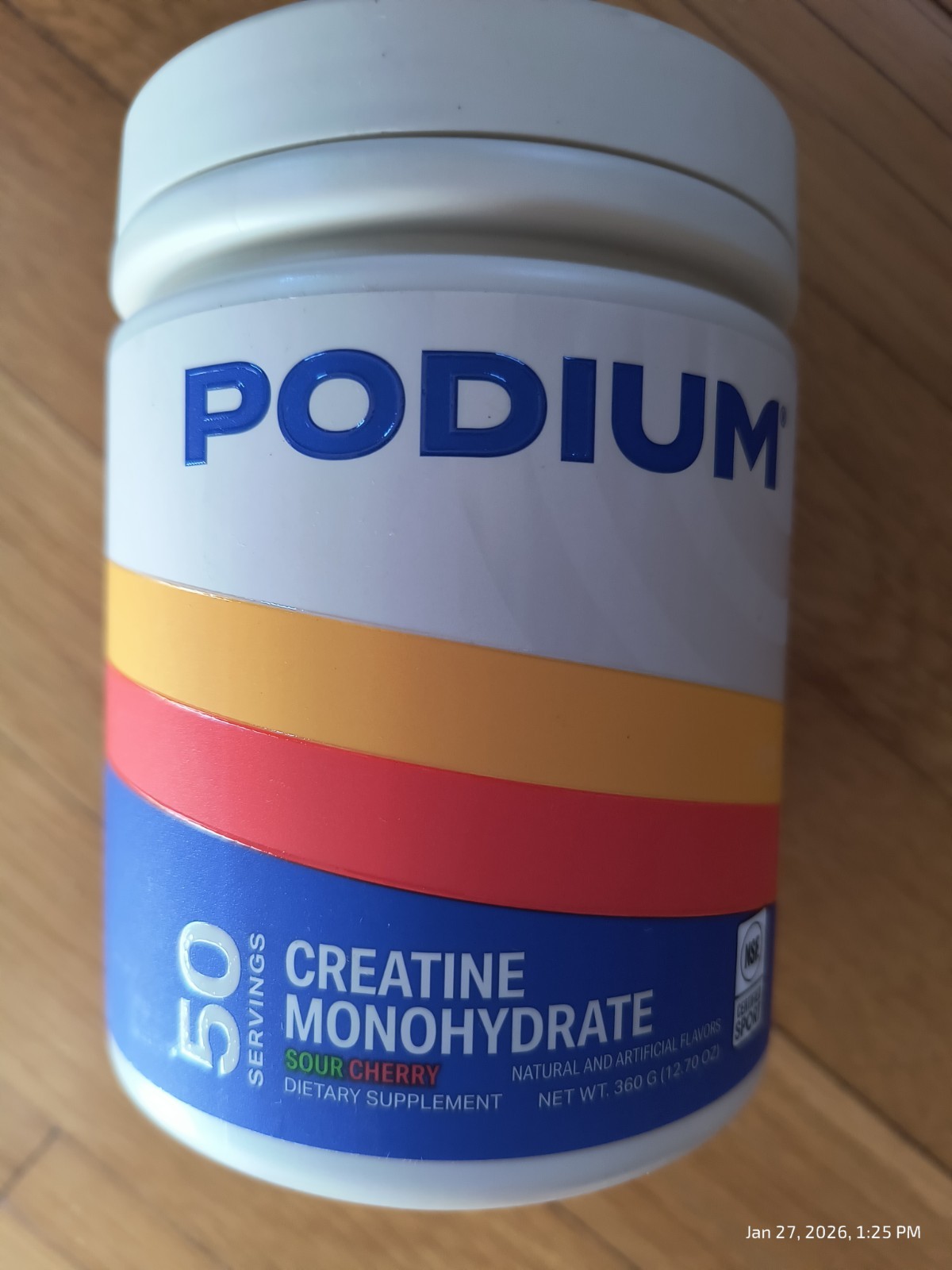 Podium Creatine Monohydrate, 50 Servings, Sour Cherry, Dietary Supplement 01/27