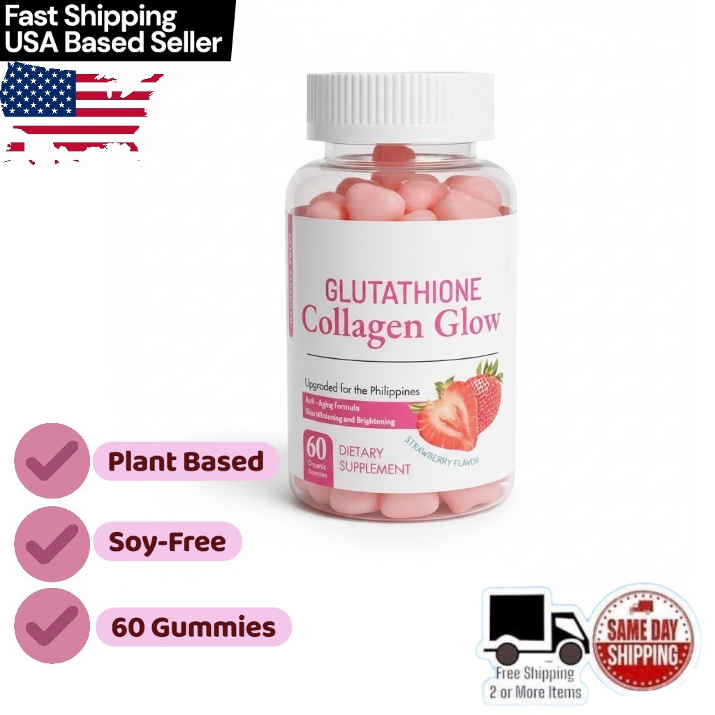Glutathione Collagen Glow w/ Biotin – Strawberry Flavor, 60 Chewable Gummies