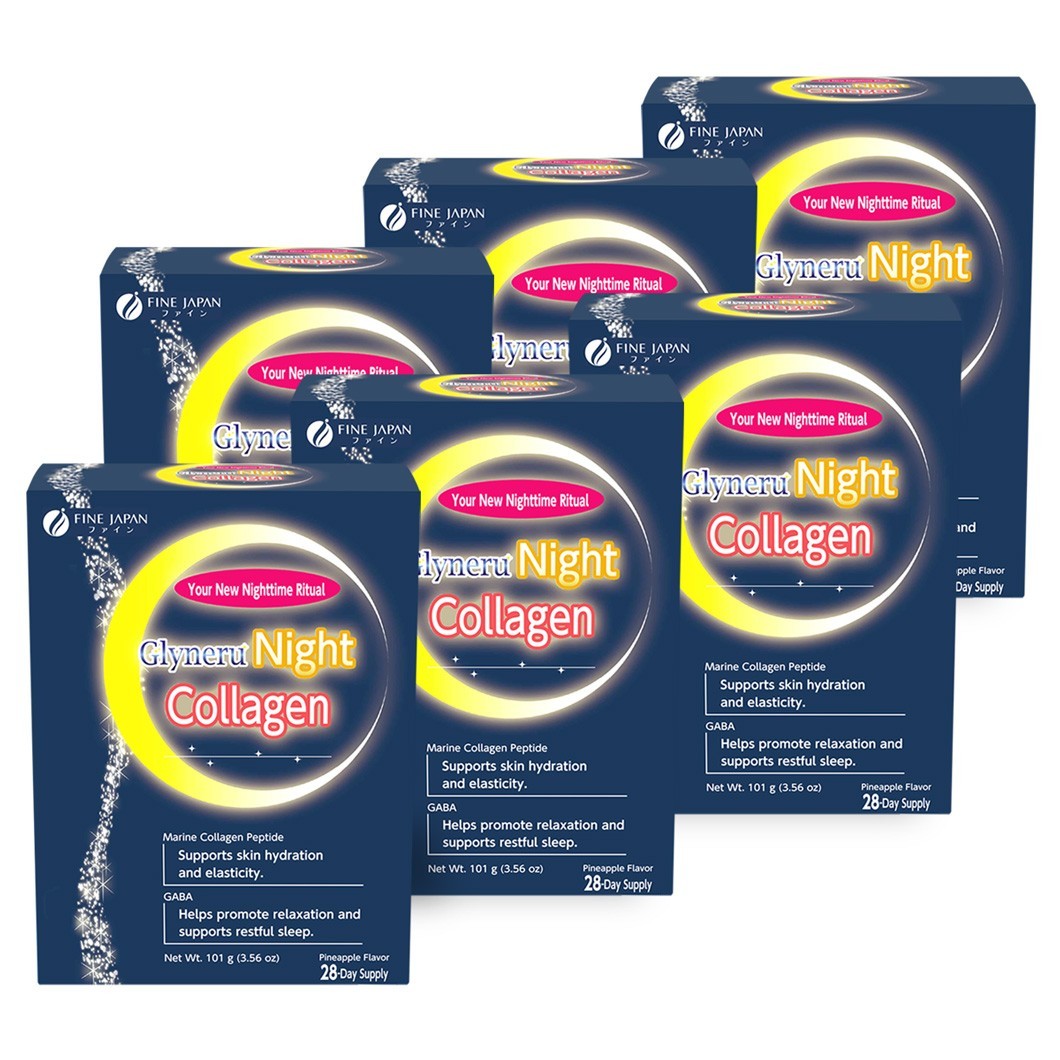 FINE JAPAN Night Collagen  28 Servings 6 Pack Set Clear  beautiful skin renewal