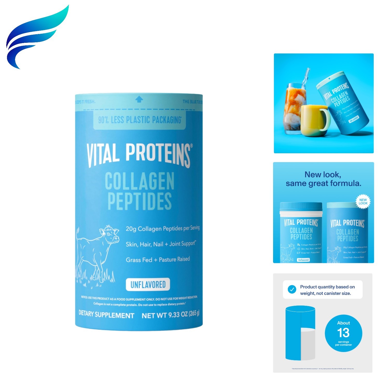 Collagen Peptides Powder – Supports Hair, Nail, Skin, Bone & Joint Health, Un…