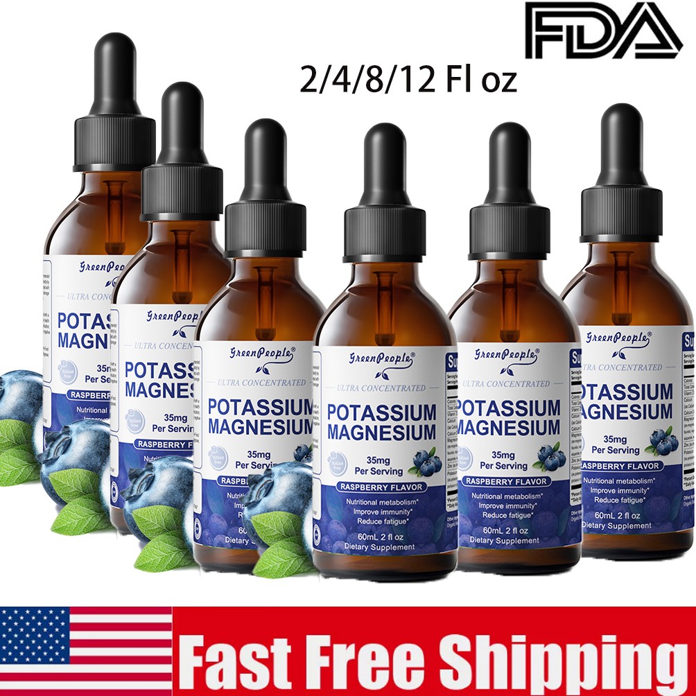 1/2/4/6xPotassium Magnesium Liquid Drops,Magnesium Glycinate,Mood Support 2Fl oz
