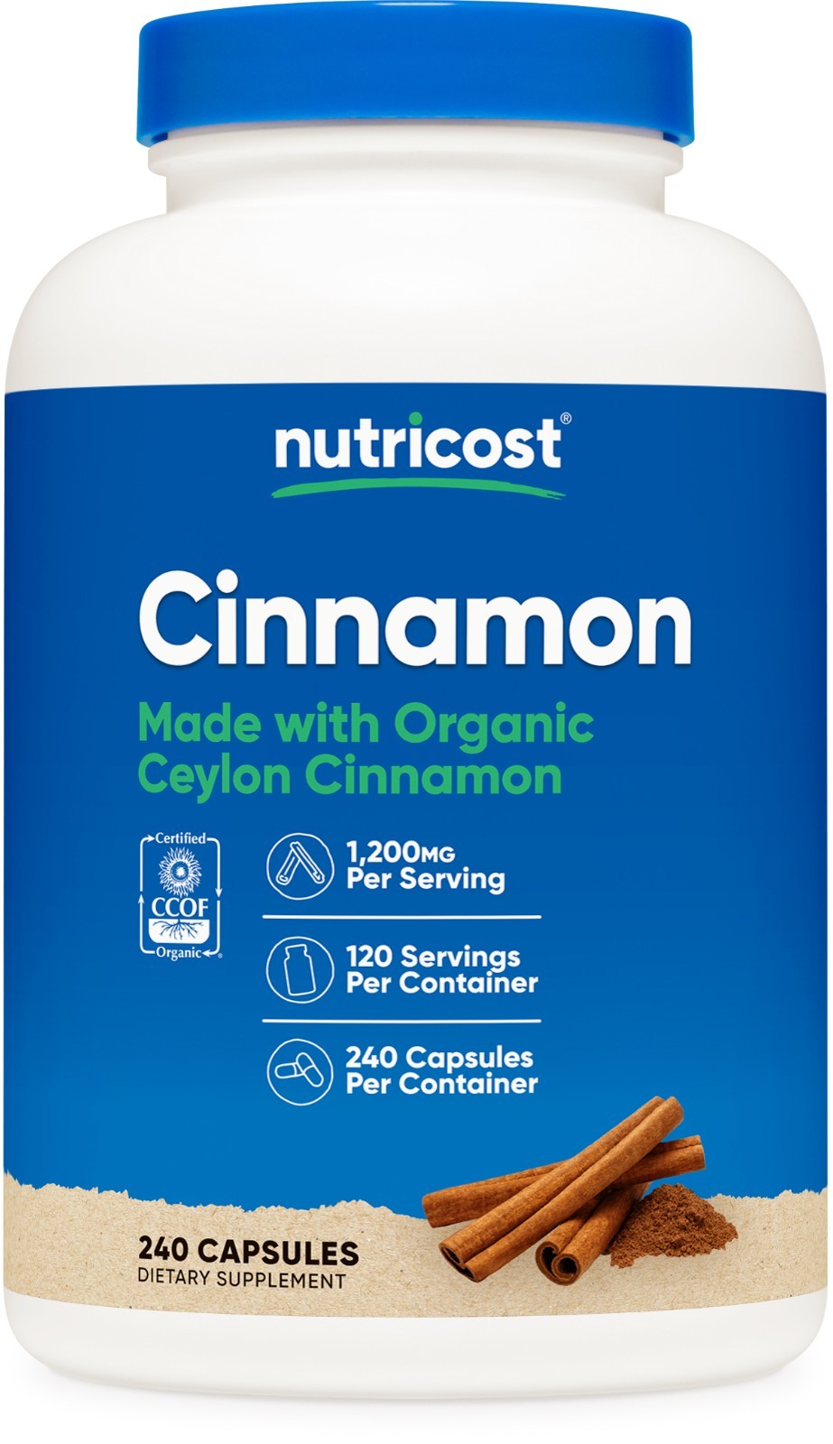 Nutricost Cinnamon Capsules (240 capsules) 1200mg per serving – Gluten-Free