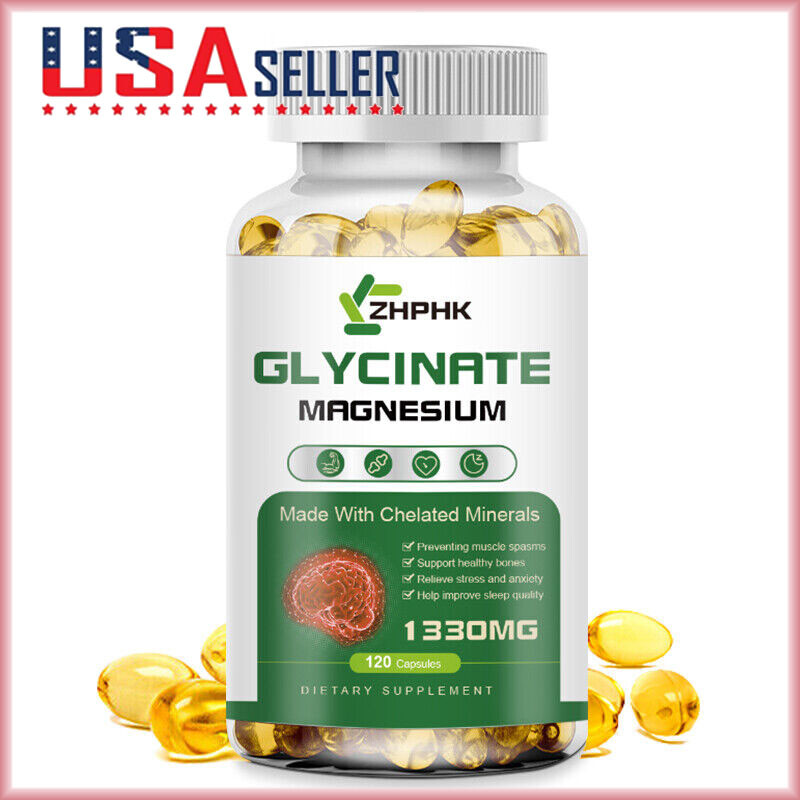 120Pcs Magnesium Glycinate Capsule 1330mg Sleep Support Mineral Supplement