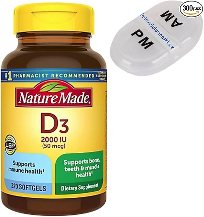 Vitamin D3 2000 IU, Immune, Bone, Teeth, Muscle Health Support, 300-Day Supply