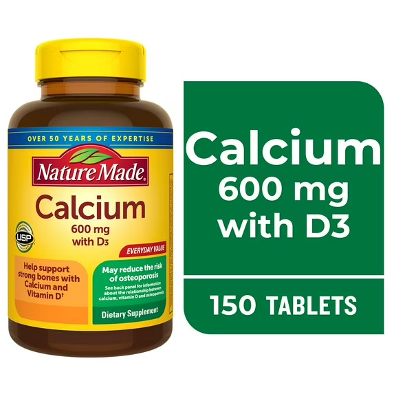 Nature Made Calcium 600 mg with Vitamin D3, Dietary Supplement for Bone…