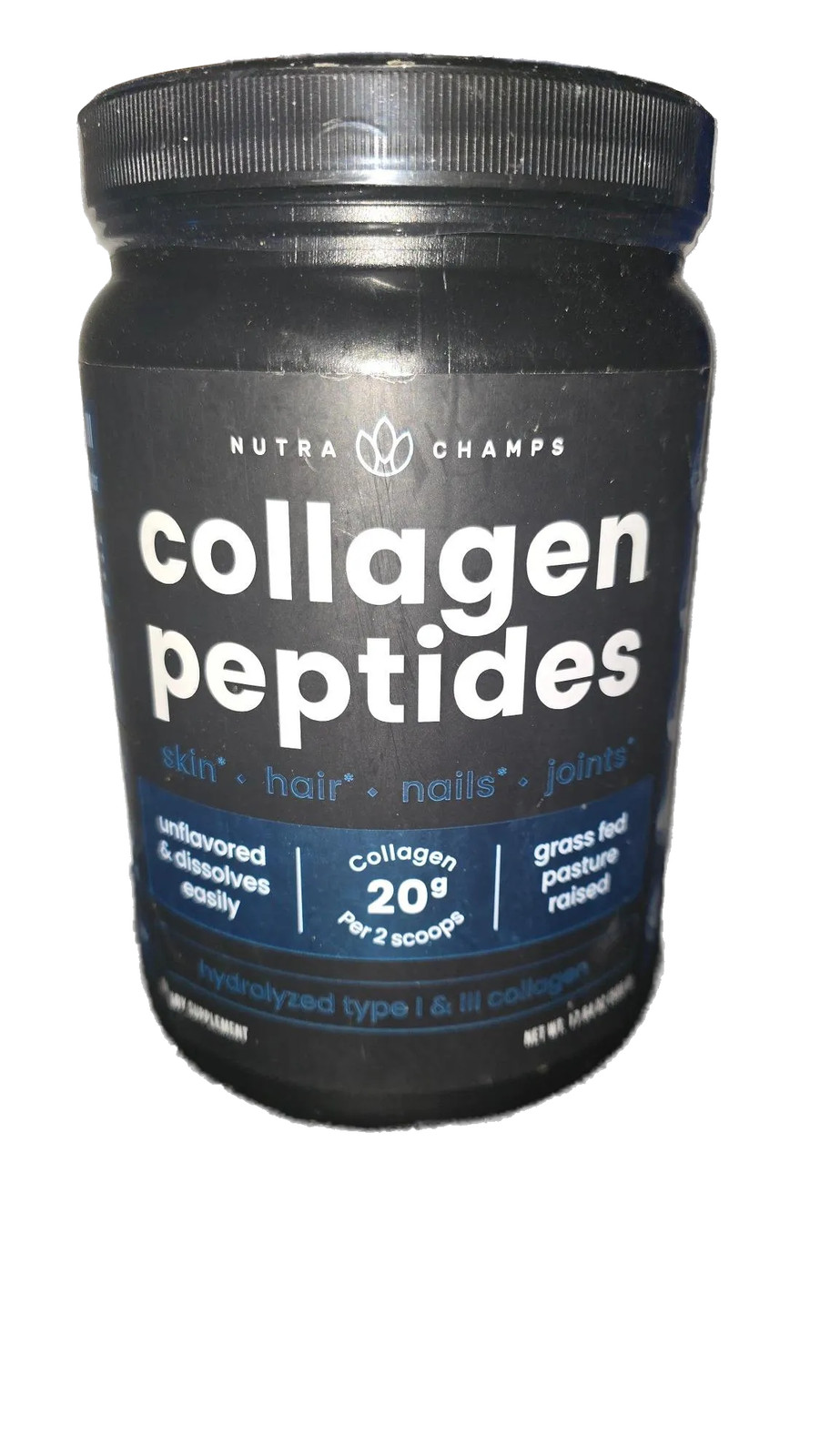 Nutra Champs Collagen Peptides Powder Hydrolyzed Type I & III Grass Fed Exp 0227