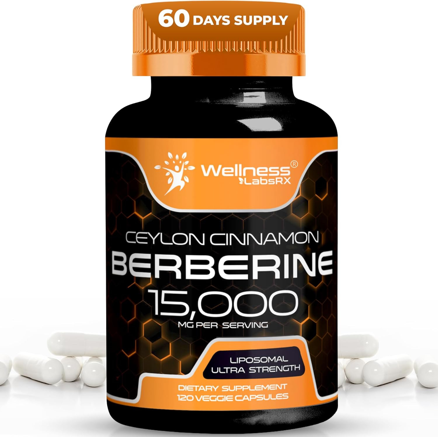 WELLNESS LABSRX Berberine Supplement 15000mg – Berberine with Ceylon Cinnamon…