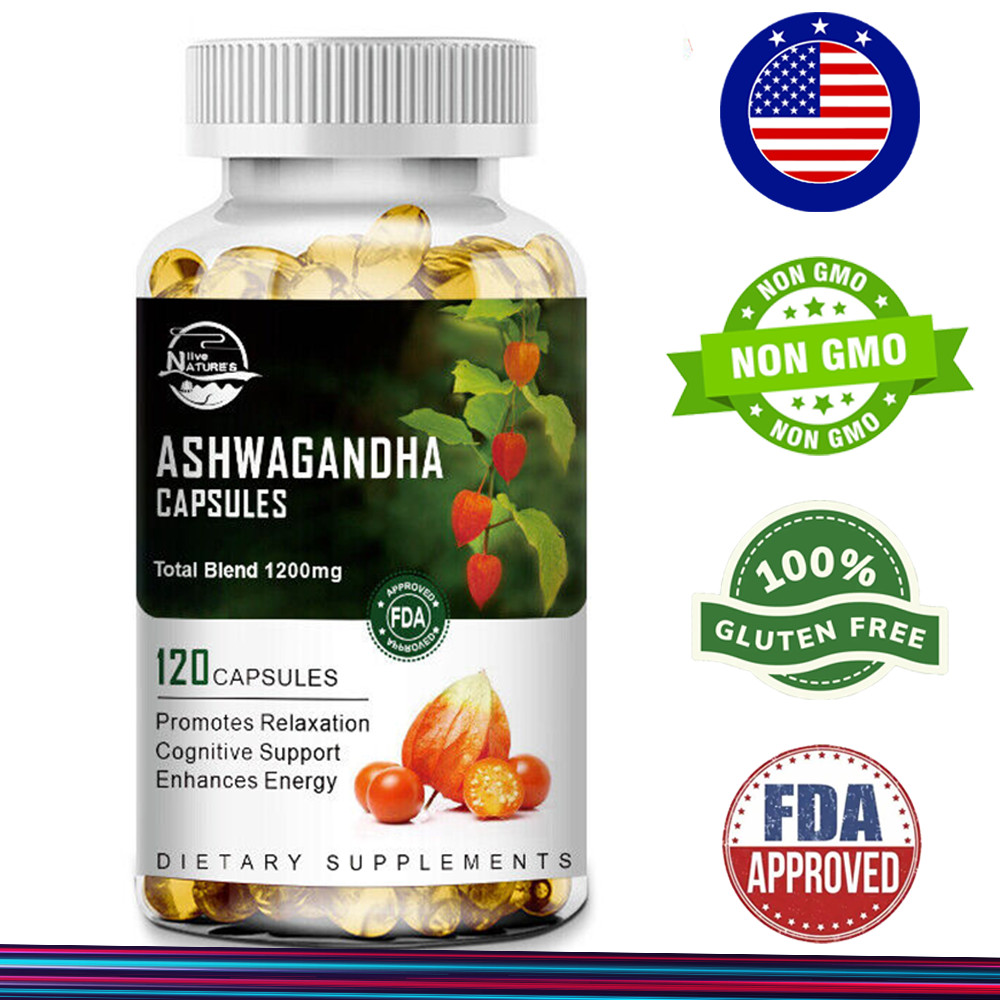 Organic Ashwagandha Root Extract 1200mg Vegan Stress Supplement 120 Capsules NEW