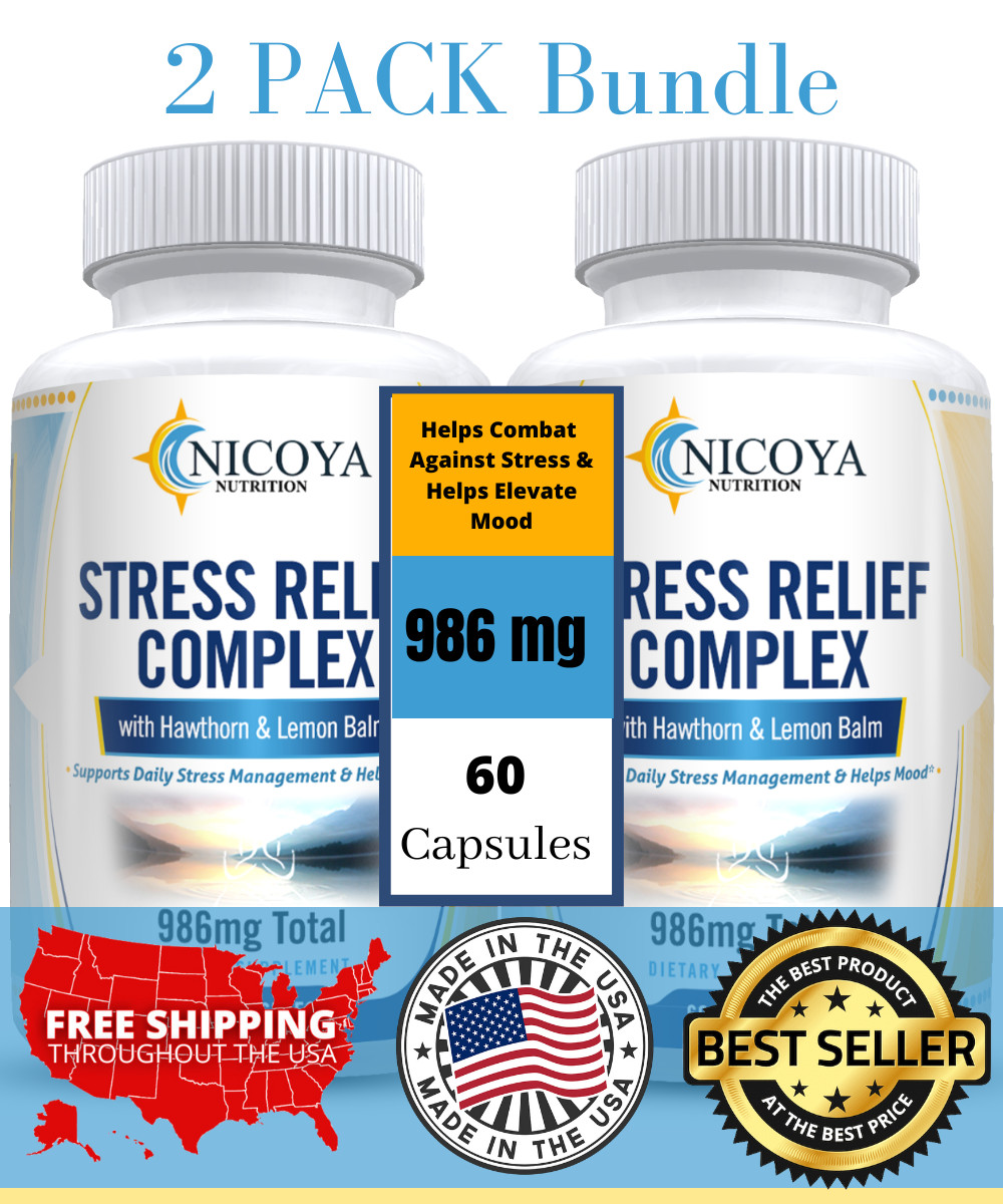 Stress Relief 986mg | Naturally Relive Depression, Calming & Mood Boosting  2 Pk