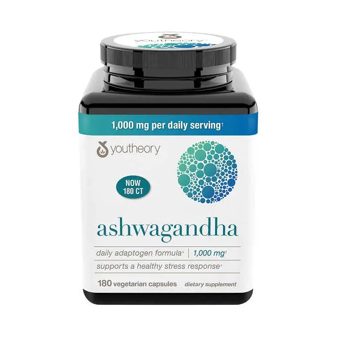 youtheory Ashwagandha 1,000 mg, 180 Capsules