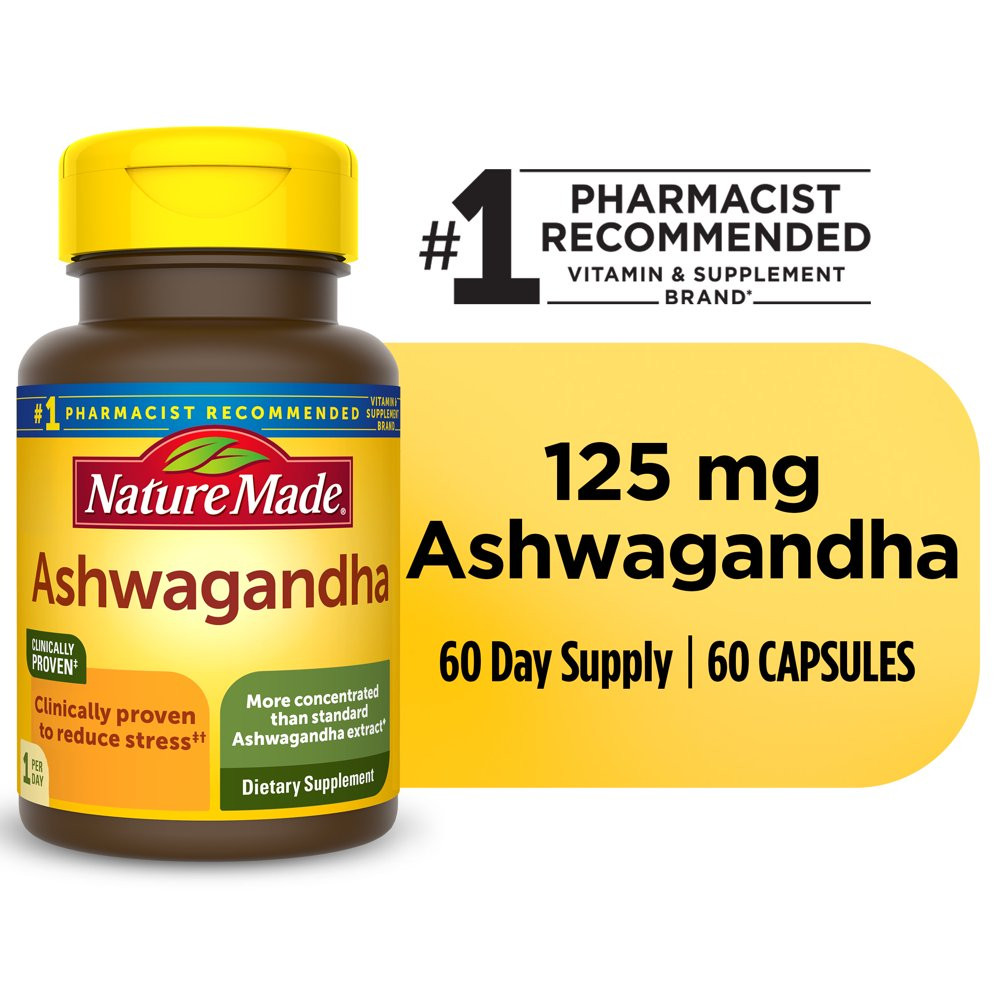 Ashwagandha Capsules 125Mg, Dietary Supplement for Stress Support, 60 Count