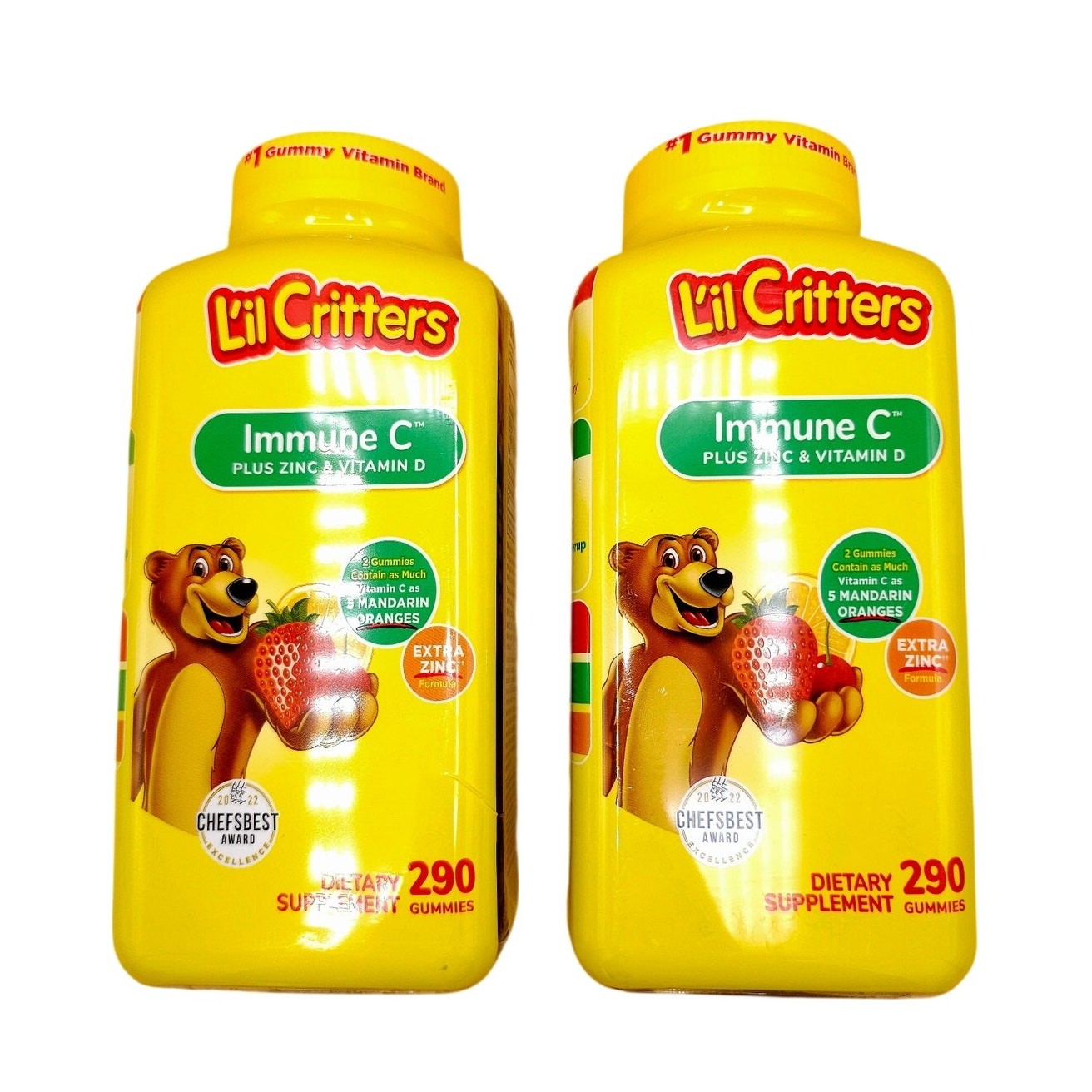 Lil Critters Immune C Plus Zinc And Vitamin D 2 Bottles 290 Count Each 09/2027