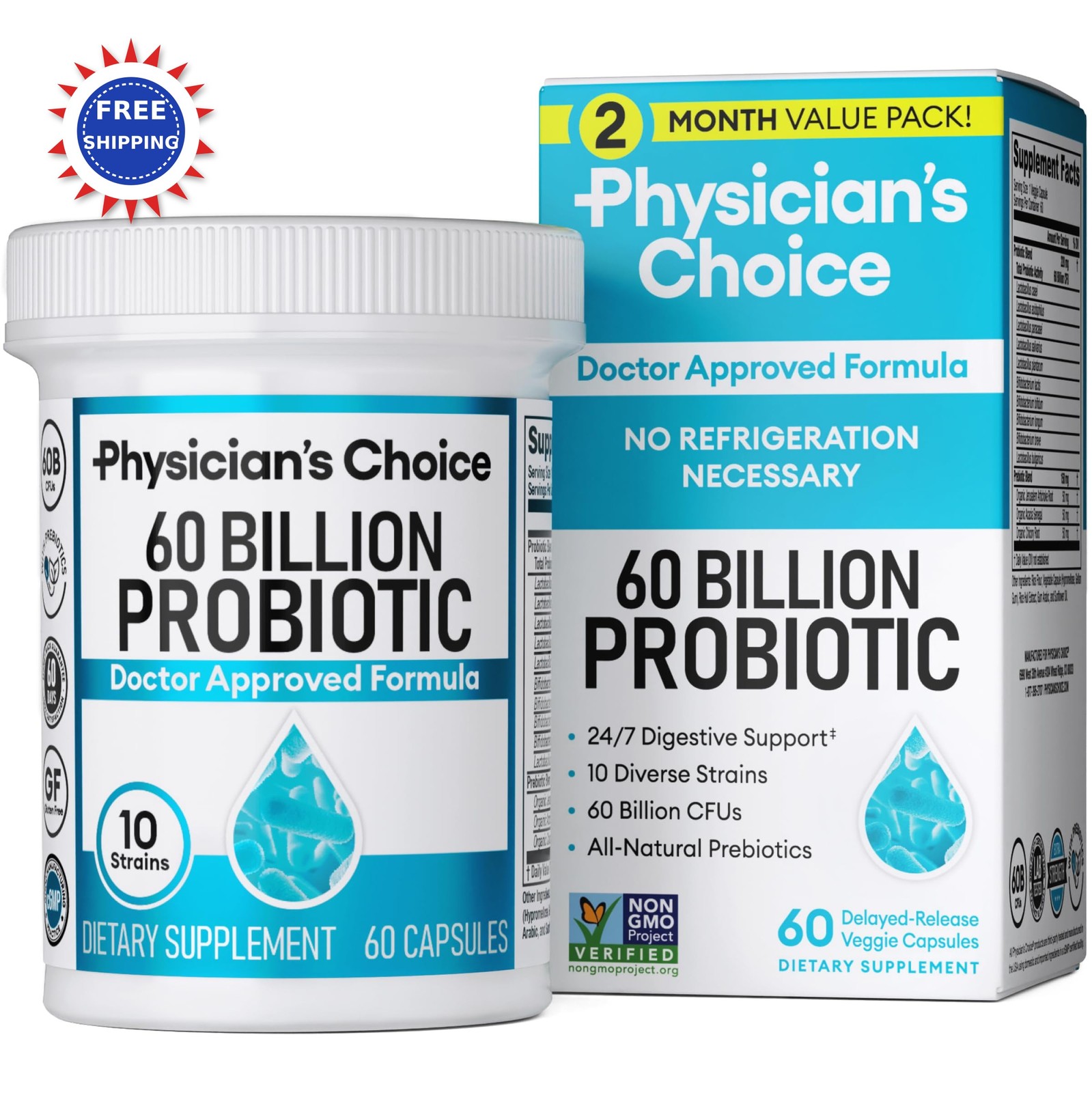 Physician s CHOICE Probiotics 60 Count Organic Physicians Billion Strains Immune