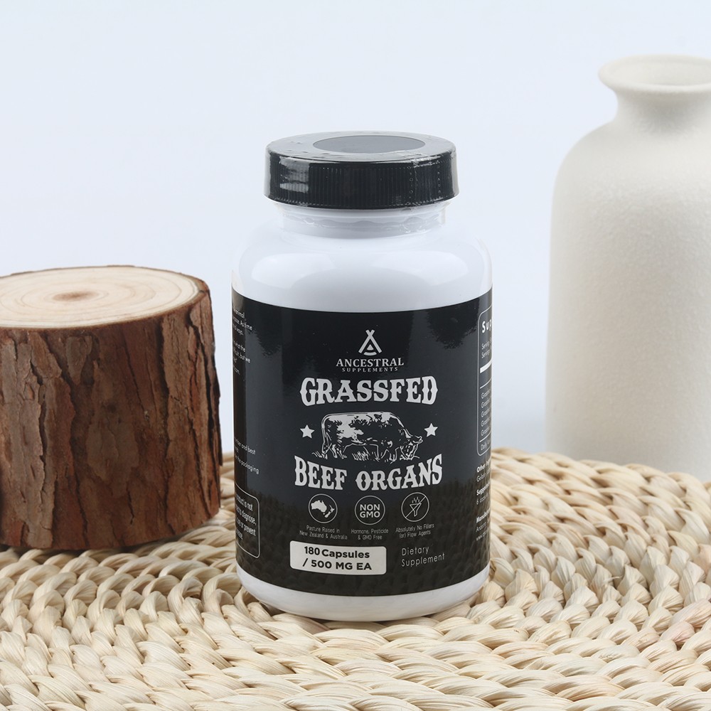 Ancestral Supplements Grass Fed Beef Organ Supplement – Non-GMO, 180 Capsules