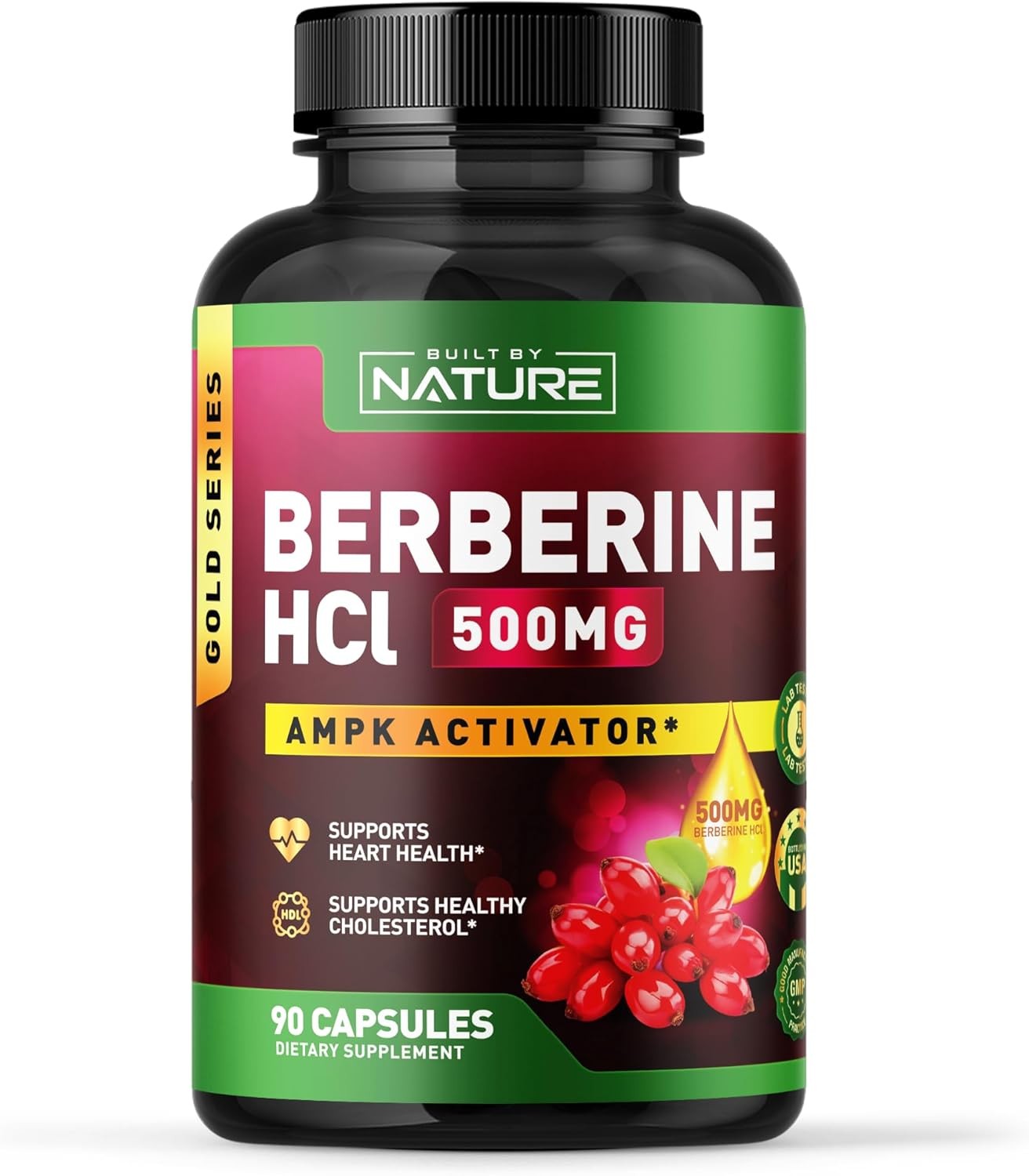 Built by Nature Berberine HCl 500 mg – Extra Strength AMPK Activator for Heart