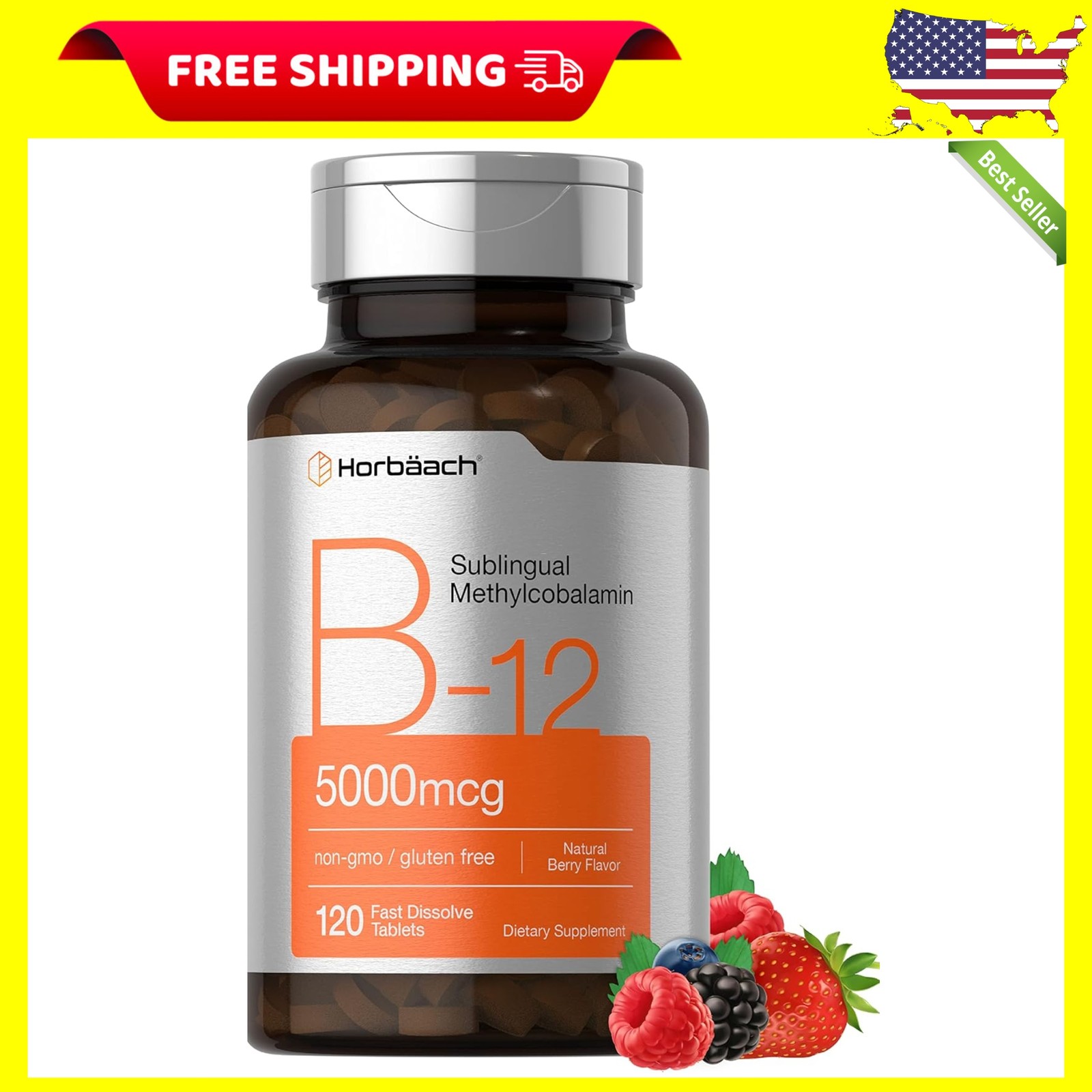 New B12 Sublingual Methylcobalamin | 5000mcg | 120 Fast Dissolve Tabletsby