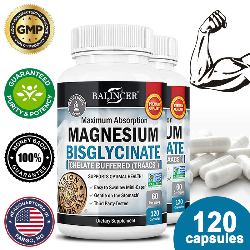 Magnesium Bisglycinate 400mg Supplements Muscle Bone Mood Health 120 Capsules