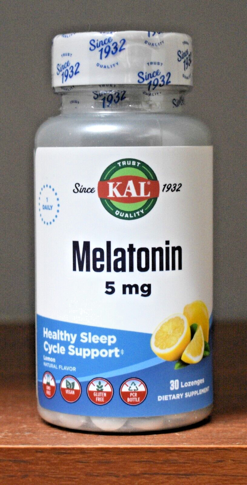 KAL Melatonin 5 mg 30 Lozenges Lemon 5mg Healthy Sleep Cycle Support 1 Daily