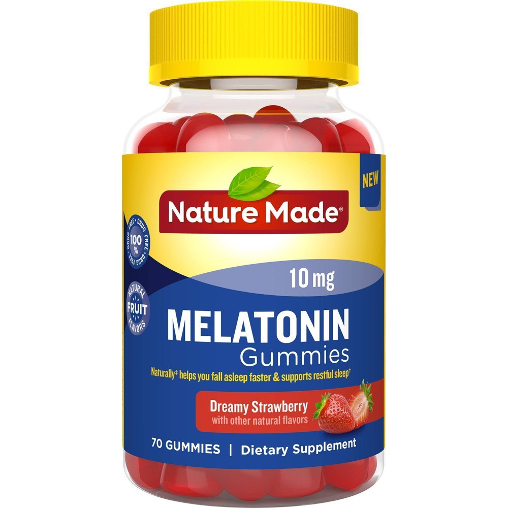 Lot of 4 Nature Made Melatonin 10mg 70 Ct, Strawberry EXP:3/2027-9/2027