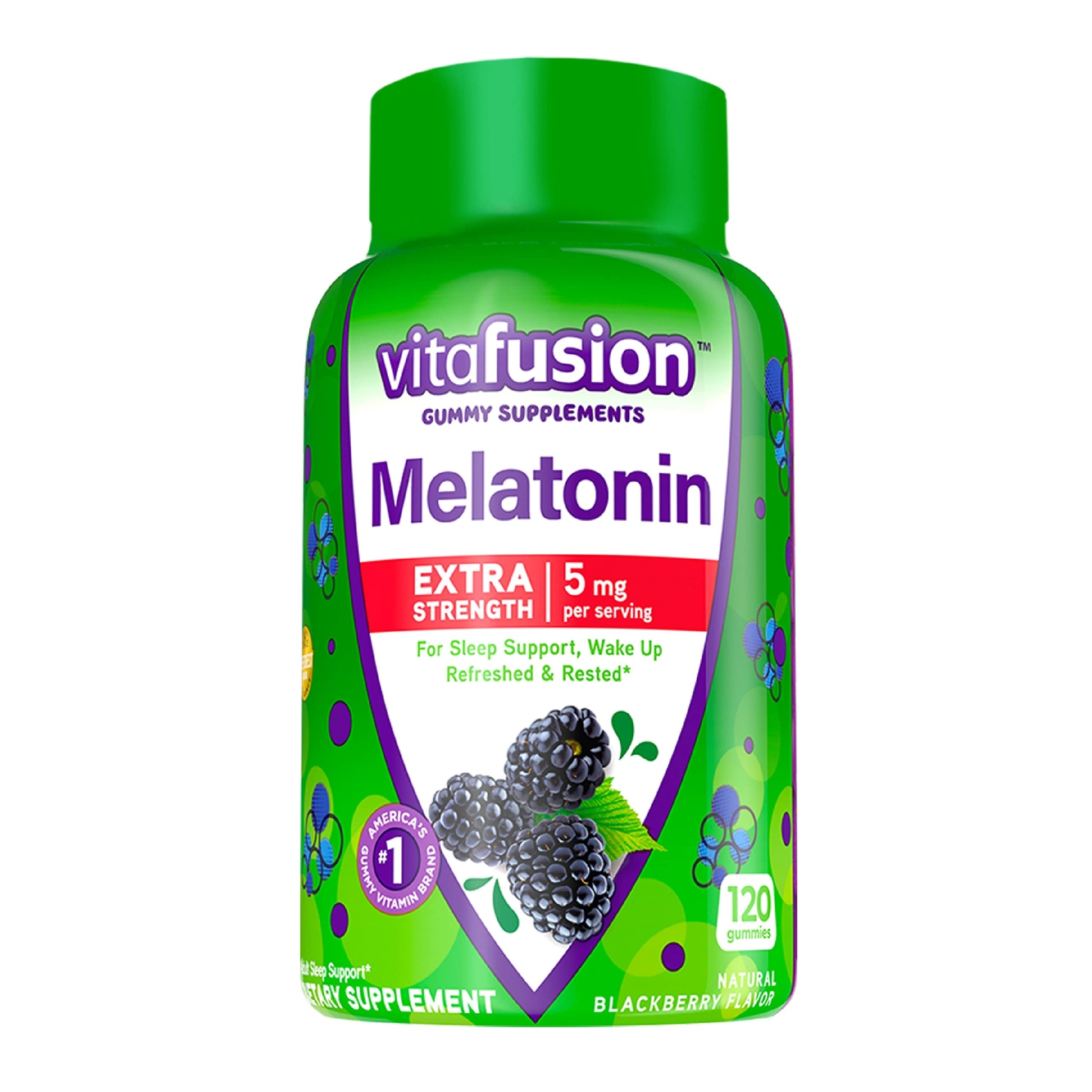 Vitafusion Extra Strength Melatonin Gummies 120 Count Blackberry Flavor