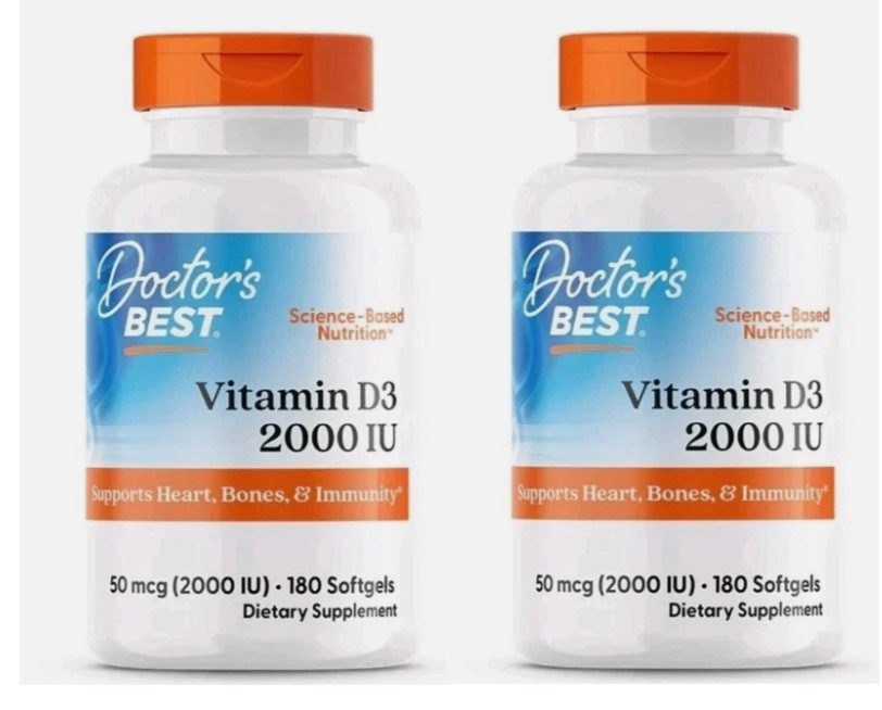 2-PACK VALUE Doctor’s Best Vitamin D3 2000 IU 180 Sgels Per Bottle (360 Total)