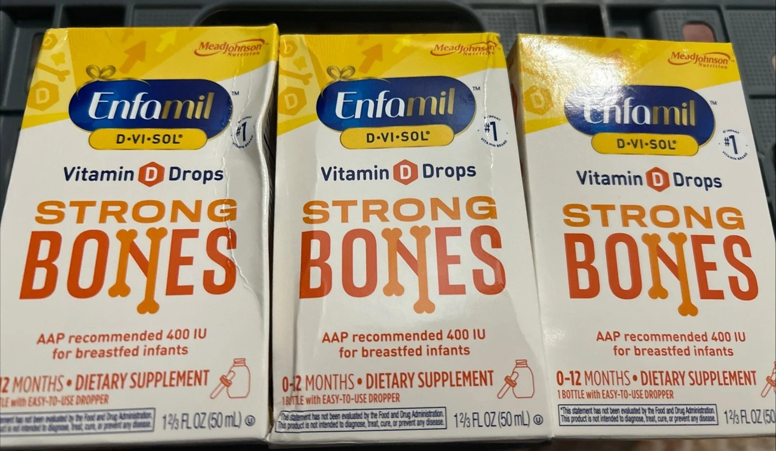 Lot Of 3 Enfamil D-Vi-Sol Vitamin D Supplement Drops for Infants – 50ml Exp 7/26