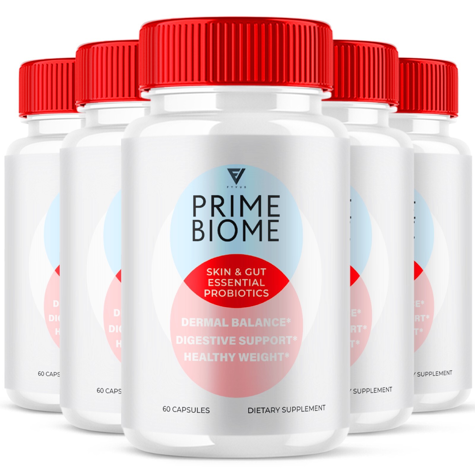(5 Pack) Prime Biome Probiotic Supplement PrimeBiome Capsules (300 Capsules)