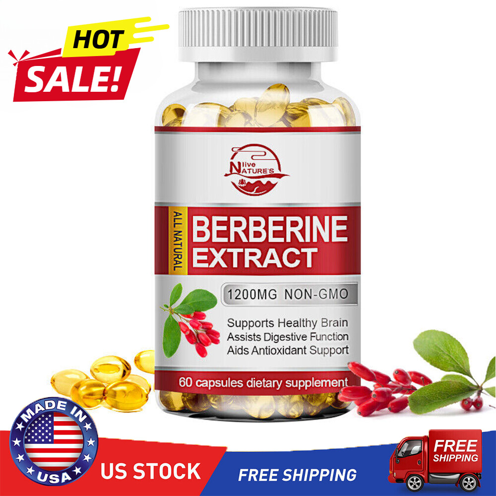 Premium Berberine HCL Extract 60 Softgels Healthy Cholesterol, Anti-inflammatory