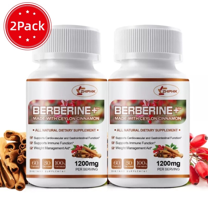 Premium Berberine HCL 1400mg Plus Organic Ceylon Cinnamon 120 Capsules